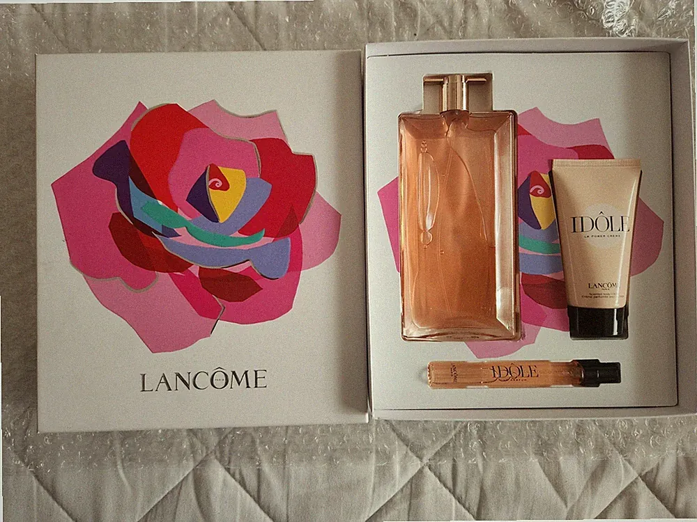 Lancome Idole Perfume Gift Box Set 3 Piece Full Size Parfums, Creme NEW