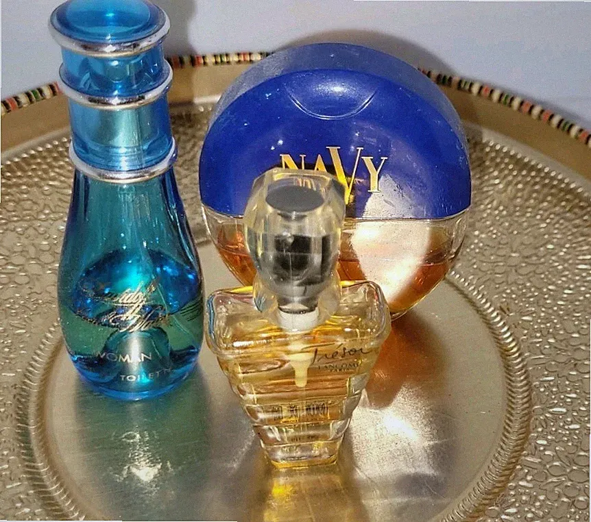 Vintage Lancome Tresor Glass, Davidoff Cool Water,Navy for Women Cologne Spray
